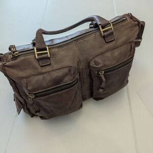 Sundance Brown Boho Leather Slouchy Crossbody or Satchel